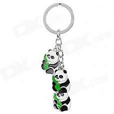 XM-312 Cute Panda Style Keychain - White + Reed Green + Multi-Colored