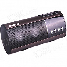 SANSUI D10 1.0" LED 2-CH Bass Media Player Speaker w/ FM / Music / TF - Brown + Black