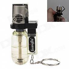 6594 Stylish Windproof Butane Jet Lighters w / Keychains - Black + Silver + Transparent