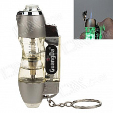 GuangDa 5875 Strong Fire Windproof Butane Jet Lighter w / Green LED Light - Silver + Transparent