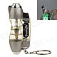 GuangDa 5875 Strong Fire Windproof Butane Jet Lighter w / Green LED Light - Silver + Transparent