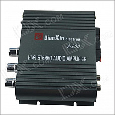 A-200 Hi-Fi Stereo Audio Amplifier w/ FM / SD / USB for Car / Motorcycle - Black