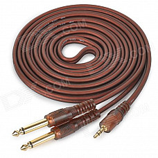 JinJiang 3.5mm to 2-6.35mm Plug Audio Signal Cable - Brownish Red (3m)