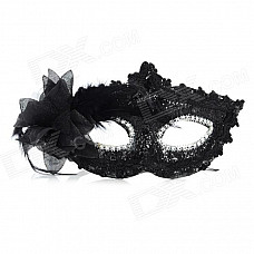 HHMZ001 Stylish Plastic Eye Mask w/ Flower for Women - Black + Transparent