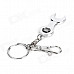 INFORMYI YFY-012 Gas Valve Caps w/ Wrench Keychain - Silver + Black