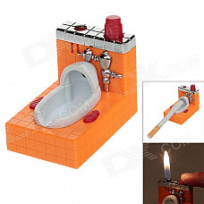 Fashion Toilet Style Butane Jet Gas Lighter - Orange + White + Red