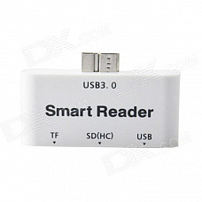 OT-9 3-in-1 Micro USB 3.0 SD (HC) / TF OTG Smart Card Reader for Samsung Galaxy Note 3 - White