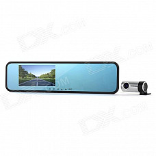 Car 4.3'" TFT Rearview Mirror HD DVR w/ / 2 x Camera Lens / 4X Digital Zoom