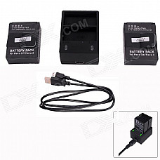 Fat Cat Smart 1.6A Fast Dual-Charging Charger+ 2-1650mAh Batteries Travelling Set for GoPro Hero3+/3