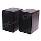 Baodi LV-200 USB 2.0 + 3.5mm Plug Wooden Super Bass Speaker - Black (2 PCS)