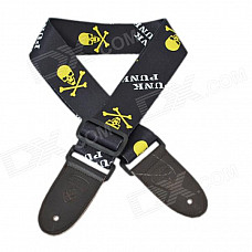 DEDO MA-52 Fashion Skull Pattern Polyester Adjustable Guitar / Bass Strap - Black + Yellow