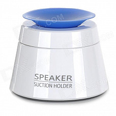 Mini Portable Foldable HiFi Speaker w/ Suction Cup Phone Holder - White + Blue