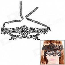 Sexy Hollowed-out Lace Party Mask - Black