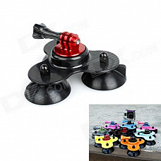 BZ BZC 3-Suction Cup Aluminum Alloy Car Adapter Holder for Gopro Hero 4/ 2 / 3 / 3+ / SJ4000 - Black