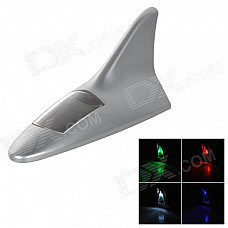 Universal Shark Fin Style Solar Power 8-LED RGB + White Light Car Alarm Lamp - Silver