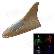 Universal Shark Fin Style Solar Power 8-LED RGB + White Light Car Alarm Lamp - Golden