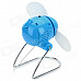 Mini Foldable AA Battery / USB-powered 2-blade Electric Fan - Blue