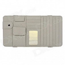 CDY Leather Car Sun Visor Hanging Type CD Card Holder Clip - Grey