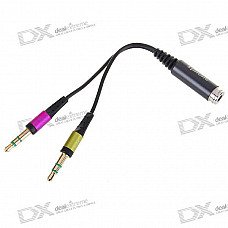 Gold plated 3.5mm Female to Male 3.5mm mic + Male 3.5mm Headphone Adapter