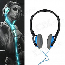 Power4 HP002 Hi-Fi Stereo Headband Headphone w/ Mic for Computer / Mobilephones / MP3 - Blue + Black