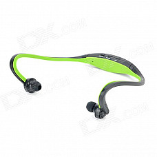 Sports Wireless Behind-the-Neck MP3 Headphones w/ TF / FM / USB - Black + Green