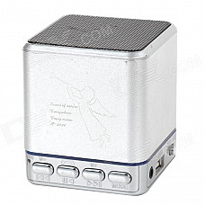T-2030 Portable Mini 3.5mm 2.0-CH Speaker w/ FM / TF - Black + Silver (DC 5V)
