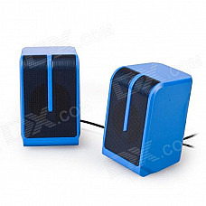 EN-011 Portable 2.0 Channel USB 3.5mm Wired Stereo Desktop Speakers Set for PC / Laptop - Blue