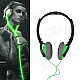 Power4 HP002 Hi-Fi Lighting Stereo Headband Headphone w/ Microphone / Remote - Green