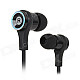 Fashionable 2-CH In-Ear Music Earphone w/ 3.5mm - Black + Silver (115cm-Cable)