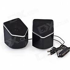 EN-015 Portable 2.0 Channel USB 3.5mm Wired Stereo Desktop Speakers Set for PC / Laptop - Black