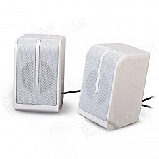 EN-011 Portable 2.0 Channel USB 3.5mm Wired Stereo Desktop Speakers Set for PC / Laptop - White