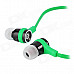 Fashion 3.5mm Plug In-Ear Earphone - Grass Green + Black