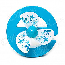 Cute E-Shaped Rechargeable USB Mini Desk Fan - Blue