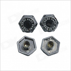 Carking DIY Car Parts License Plate Frame Zinc Alloy Screw Bolt Caps Covers - Black + Silver (4PCS)