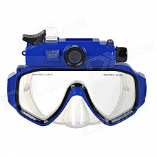 RD-F7000 5.0MP CMOS Wide-Angle HD Diving Mask Camera w/ DV / 2-LED / Micro USB / TF - Blue