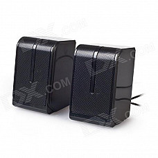 Portable 2.0 Channel USB Powered 3.5mm Wired Stereo Desktop Speaker Set for PC / Laptop - Black