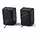 Portable 2.0 Channel USB Powered 3.5mm Wired Stereo Desktop Speaker Set for PC / Laptop - Black