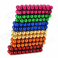 DIY Mini NdFeB Magnetic Balls Educational Toy - Golden + Red + Multi-Colored (216 PCS)