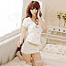 Women's Fashionable Sexy Airline Stewardess Style Cosplay Sleep Dress Set - White