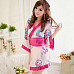 Women's Fashionable Sexy Kimono Style Sleep Dress Set - Red