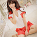 Women's Fashionable Sexy Tennis Player Style Cosplay Sleep Dress Set - White + Red