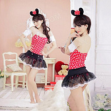 Women's Fashionable Sexy Cartoon Cosplay Role Play Sleep Dress Set - Red