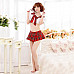 Women's Fashionable Sexy Student Style Cosplay Sleep Dress Set - White + Red