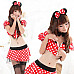 Women's Fashionable Sexy Mickey Style Cosplay Sleep Dress Set - White + Red