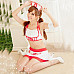 Women's Fashionable Sexy Nurse Style Cosplay Sleep Dress Set - White + Red