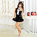 Women's Fashionable Sexy Cat Style Cosplay Sleep Dress Set - Black