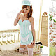 Women's Fashionable Sexy Nurse Style Cosplay Sleep Dress Set - Blue