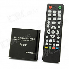 Jesurun MP021 Mini 1080P Full HD Media Player w/ HDMI / USB / SD / AV / YUV - Black