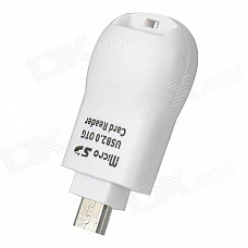 Micro USB 5-Pin TF / Micro SD OTG Card Reader for Samsung / HTC / BlackBerry - White (8GB)