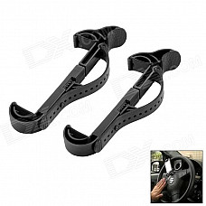 Car Steering Wheel Holder Bracket for Mobile Phone - Black (2 PCS)